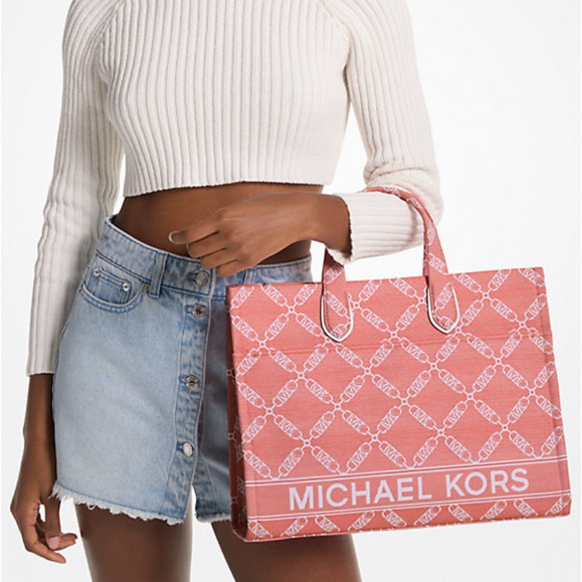 Michael Michael Kors Coral-Pink Logo-Print Tote